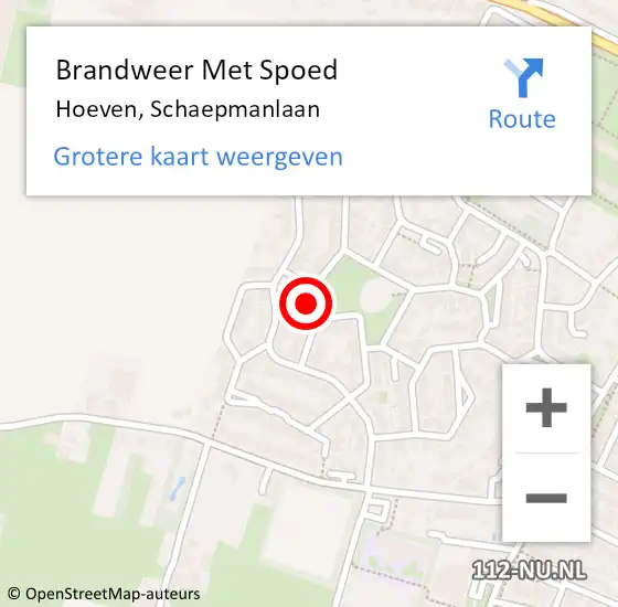 Locatie op kaart van de 112 melding: Brandweer Met Spoed Naar Hoeven, Schaepmanlaan op 8 november 2013 18:52