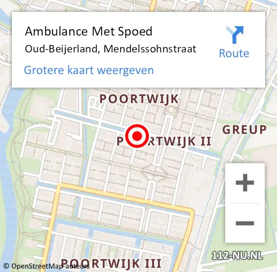 Locatie op kaart van de 112 melding: Ambulance Met Spoed Naar Oud-Beijerland, Mendelssohnstraat op 25 mei 2015 16:51