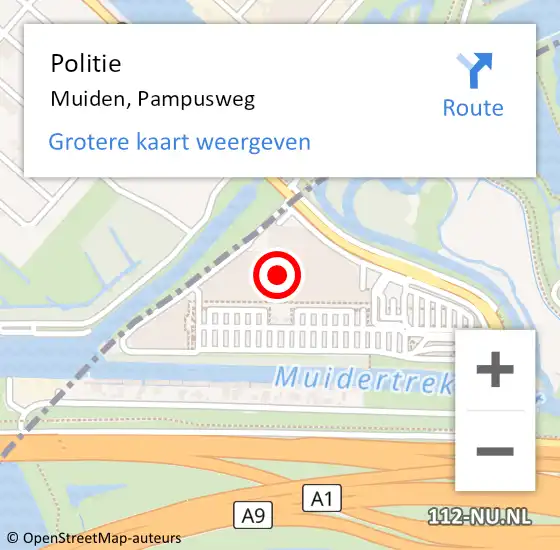 Locatie op kaart van de 112 melding: Politie Muiden, Pampusweg op 25 mei 2015 17:13