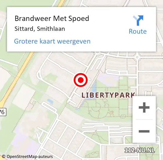 Locatie op kaart van de 112 melding: Brandweer Met Spoed Naar Sittard, Smithlaan op 25 mei 2015 17:33