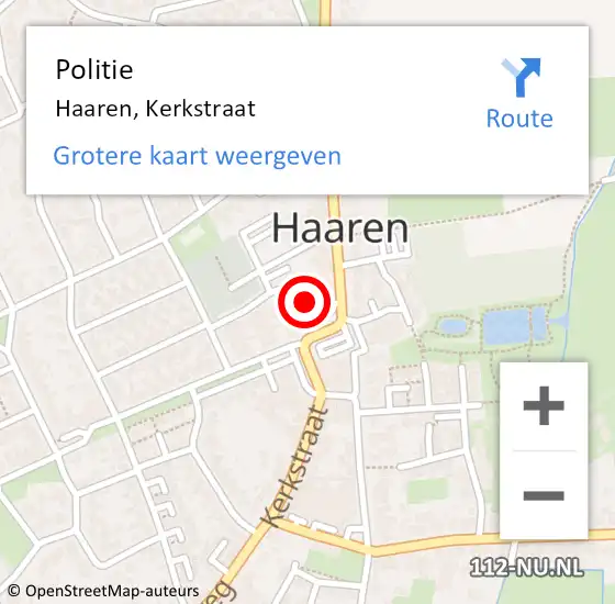 Locatie op kaart van de 112 melding: Politie Haaren, Kerkstraat op 25 mei 2015 17:43