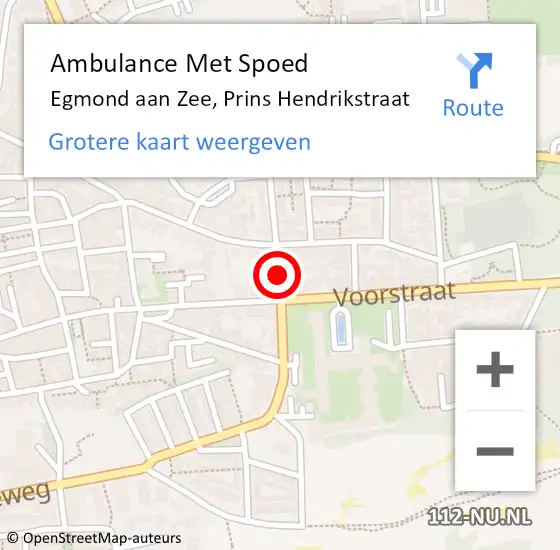 Locatie op kaart van de 112 melding: Ambulance Met Spoed Naar Egmond aan Zee, Prins Hendrikstraat op 25 mei 2015 19:14