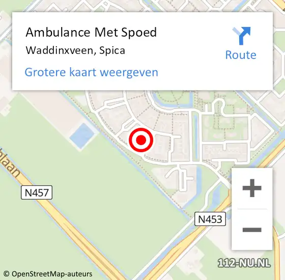 Locatie op kaart van de 112 melding: Ambulance Met Spoed Naar Waddinxveen, Spica op 25 mei 2015 19:30