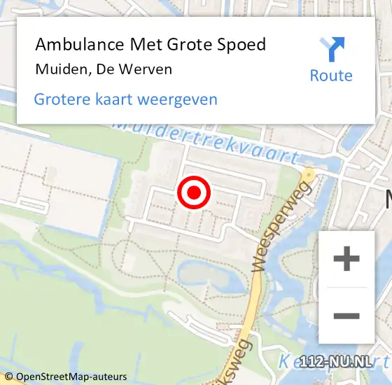 Locatie op kaart van de 112 melding: Ambulance Met Grote Spoed Naar Muiden, De Werven op 25 mei 2015 21:03