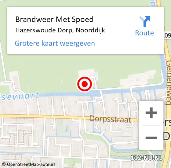 Locatie op kaart van de 112 melding: Brandweer Met Spoed Naar Hazerswoude Dorp, Noorddijk op 25 mei 2015 21:07