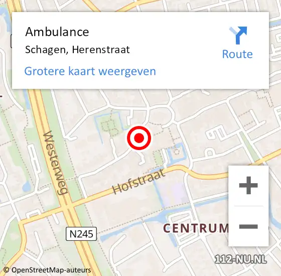 Locatie op kaart van de 112 melding: Ambulance Schagen, Herenstraat op 25 mei 2015 21:08