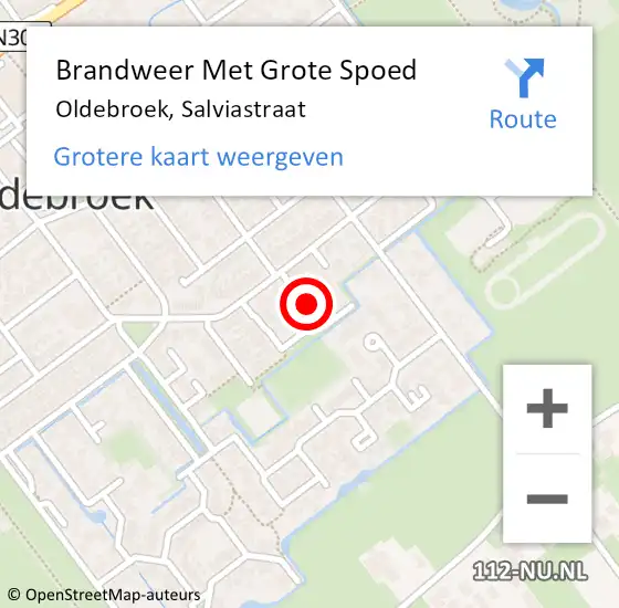 Locatie op kaart van de 112 melding: Brandweer Met Grote Spoed Naar Oldebroek, Salviastraat op 25 mei 2015 21:39