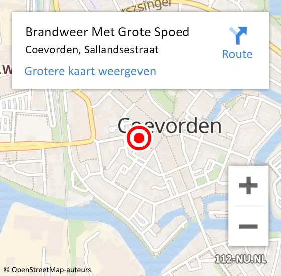 Locatie op kaart van de 112 melding: Brandweer Met Grote Spoed Naar Coevorden, Sallandsestraat op 25 mei 2015 21:48