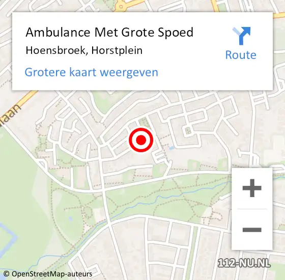 Locatie op kaart van de 112 melding: Ambulance Met Grote Spoed Naar Hoensbroek, Horstplein op 8 november 2013 19:27