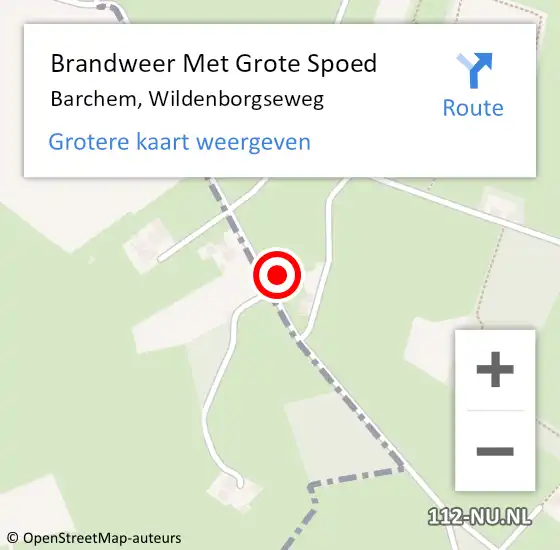 Locatie op kaart van de 112 melding: Brandweer Met Grote Spoed Naar Barchem, Wildenborgseweg op 25 mei 2015 22:52