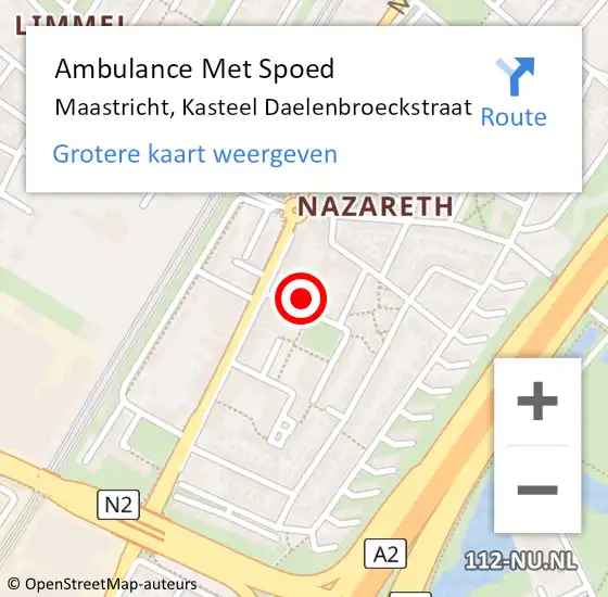 Locatie op kaart van de 112 melding: Ambulance Met Spoed Naar Maastricht, Kasteel Daelenbroeckstraat op 8 november 2013 19:29