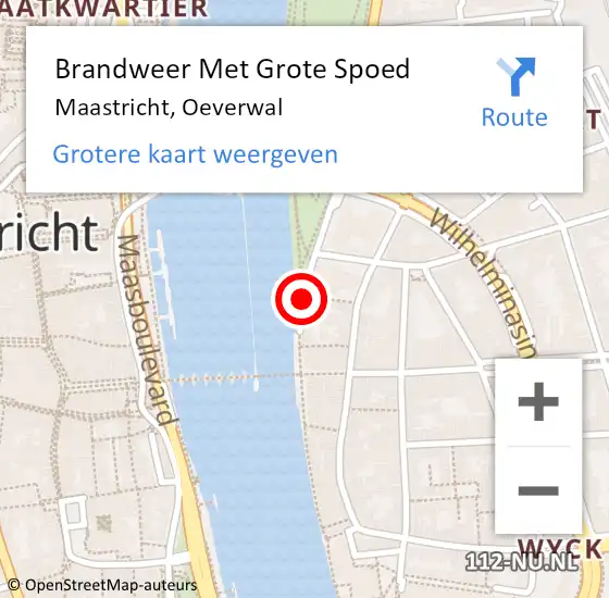 Locatie op kaart van de 112 melding: Brandweer Met Grote Spoed Naar Maastricht, Oeverwal op 25 mei 2015 23:45