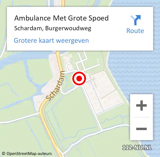 Locatie op kaart van de 112 melding: Ambulance Met Grote Spoed Naar Schardam, Burgerwoudweg op 26 mei 2015 00:45
