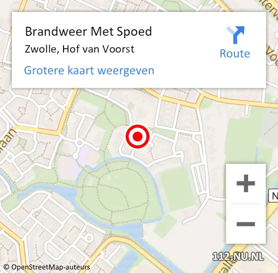 Locatie op kaart van de 112 melding: Brandweer Met Spoed Naar Zwolle, Hof van Voorst op 26 mei 2015 01:03