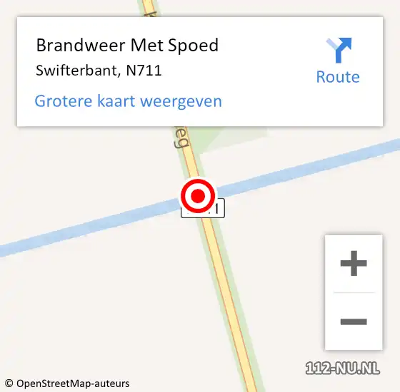 Locatie op kaart van de 112 melding: Brandweer Met Spoed Naar Swifterbant, N711 op 26 mei 2015 01:11