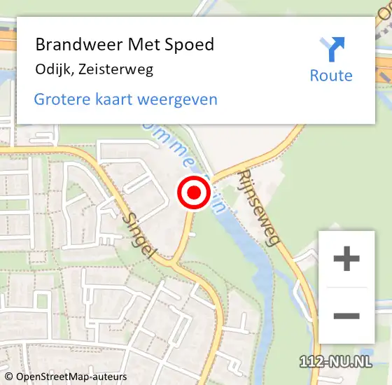 Locatie op kaart van de 112 melding: Brandweer Met Spoed Naar Odijk, Zeisterweg op 26 mei 2015 01:48