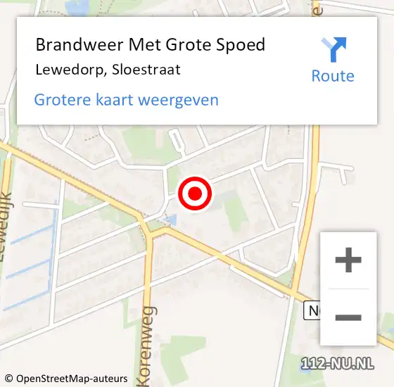 Locatie op kaart van de 112 melding: Brandweer Met Grote Spoed Naar Lewedorp, Sloestraat op 26 mei 2015 02:16