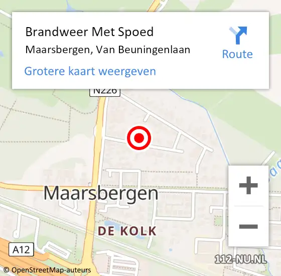 Locatie op kaart van de 112 melding: Brandweer Met Spoed Naar Maarsbergen, Van Beuningenlaan op 26 mei 2015 02:56