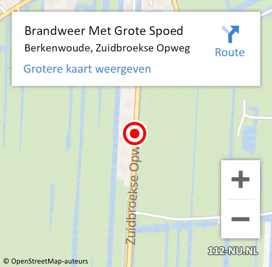 Locatie op kaart van de 112 melding: Brandweer Met Grote Spoed Naar Berkenwoude, Zuidbroekse Opweg op 26 mei 2015 03:18