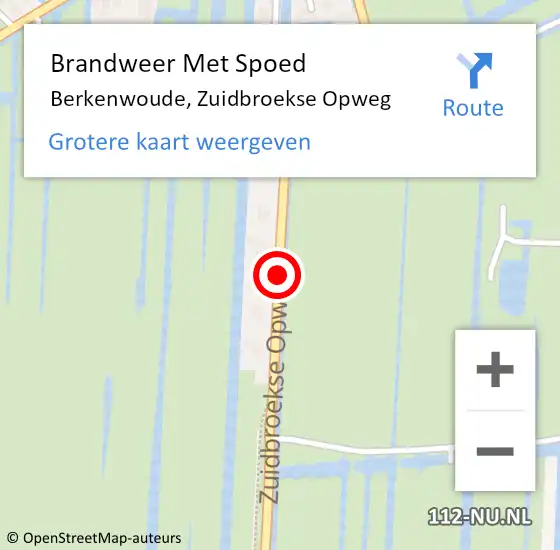 Locatie op kaart van de 112 melding: Brandweer Met Spoed Naar Berkenwoude, Zuidbroekse Opweg op 26 mei 2015 03:39