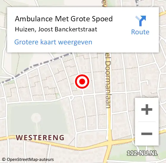 Locatie op kaart van de 112 melding: Ambulance Met Grote Spoed Naar Huizen, Joost Banckertstraat op 26 mei 2015 06:24