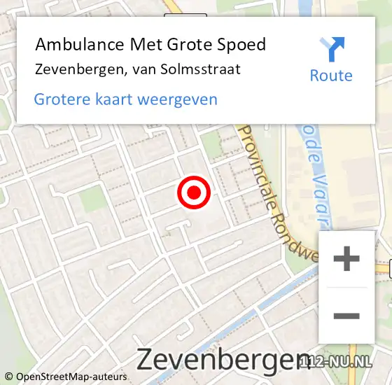 Locatie op kaart van de 112 melding: Ambulance Met Grote Spoed Naar Zevenbergen, van Solmsstraat op 26 mei 2015 06:57