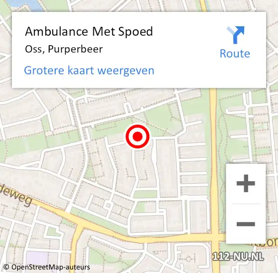 Locatie op kaart van de 112 melding: Ambulance Met Spoed Naar Oss, Purperbeer op 26 mei 2015 08:20