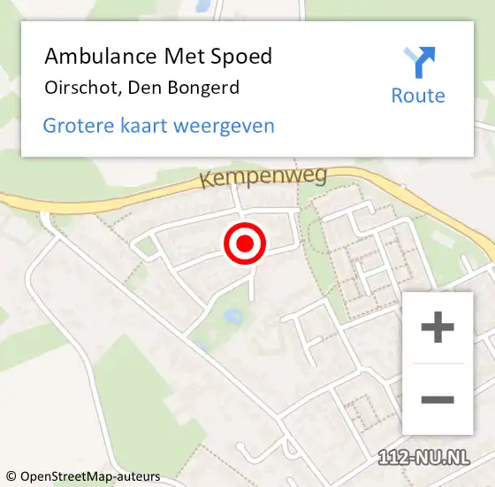 Locatie op kaart van de 112 melding: Ambulance Met Spoed Naar Oirschot, Den Bongerd op 26 mei 2015 08:42