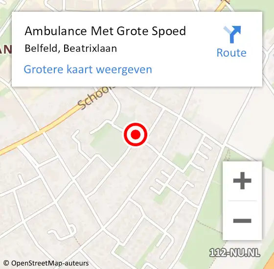 Locatie op kaart van de 112 melding: Ambulance Met Grote Spoed Naar Belfeld, Beatrixlaan op 8 november 2013 19:58