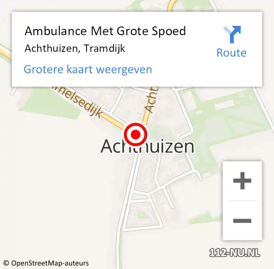 Locatie op kaart van de 112 melding: Ambulance Met Grote Spoed Naar Achthuizen, Tramdijk op 26 mei 2015 09:04