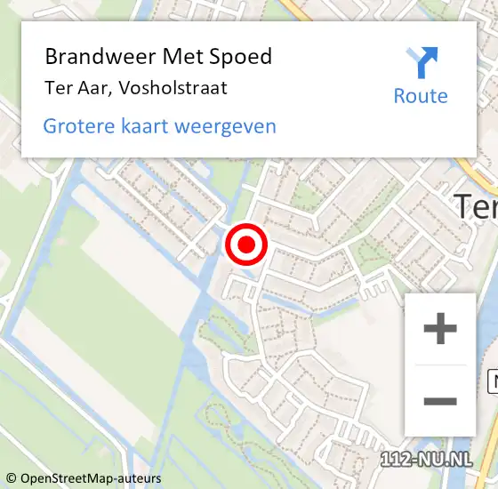 Locatie op kaart van de 112 melding: Brandweer Met Spoed Naar Ter Aar, Vosholstraat op 26 mei 2015 09:24