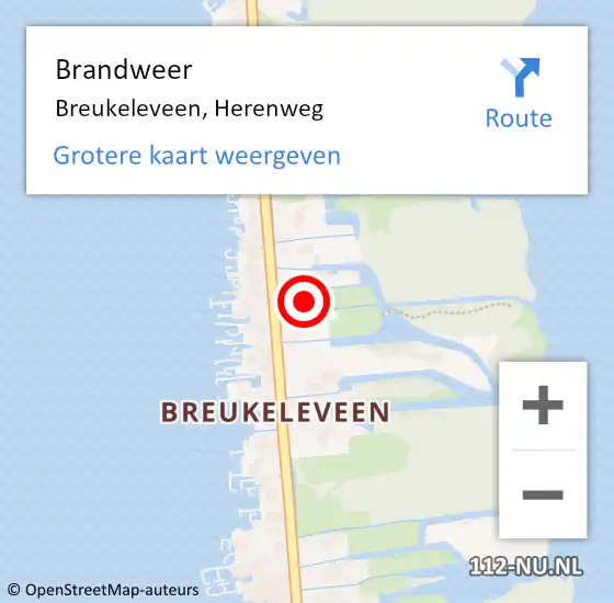 Locatie op kaart van de 112 melding: Brandweer Breukeleveen, Herenweg op 26 mei 2015 10:25