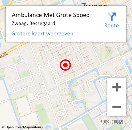 Locatie op kaart van de 112 melding: Ambulance Met Grote Spoed Naar Zwaag, Bessegaard op 26 mei 2015 10:44