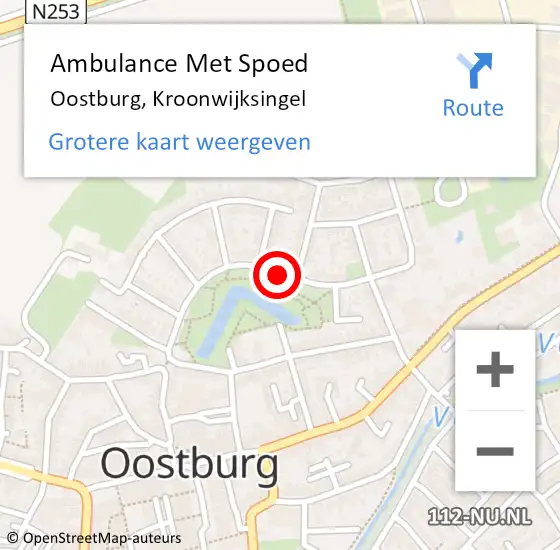 Locatie op kaart van de 112 melding: Ambulance Met Spoed Naar Oostburg, Kroonwijksingel op 26 mei 2015 10:45