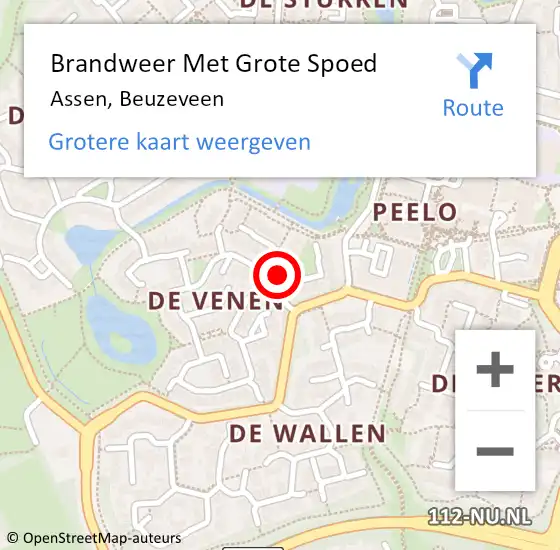 Locatie op kaart van de 112 melding: Brandweer Met Grote Spoed Naar Assen, Beuzeveen op 26 mei 2015 11:30