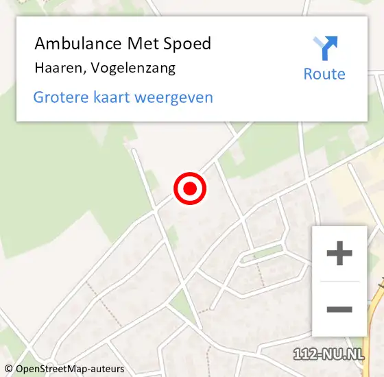 Locatie op kaart van de 112 melding: Ambulance Met Spoed Naar Haaren, Vogelenzang op 26 mei 2015 11:48