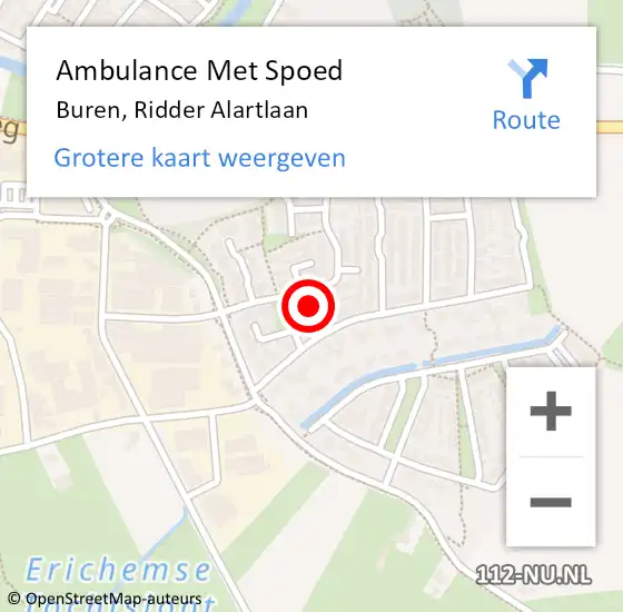 Locatie op kaart van de 112 melding: Ambulance Met Spoed Naar Buren, Ridder Alartlaan op 26 mei 2015 13:07