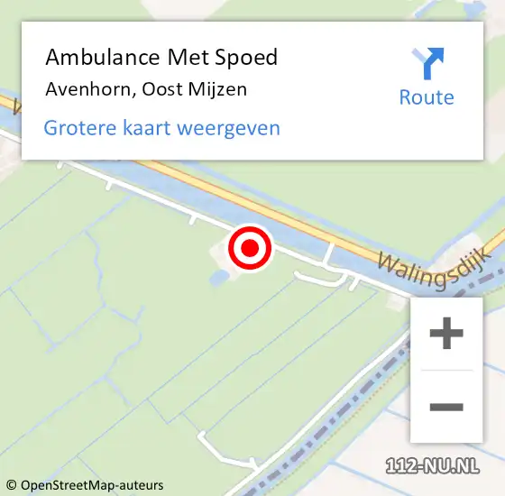 Locatie op kaart van de 112 melding: Ambulance Met Spoed Naar Avenhorn, Oost Mijzen op 26 mei 2015 15:01