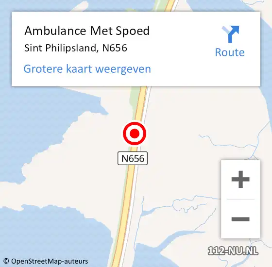 Locatie op kaart van de 112 melding: Ambulance Met Spoed Naar Sint Philipsland, N656 op 26 mei 2015 15:08