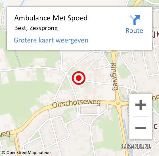 Locatie op kaart van de 112 melding: Ambulance Met Spoed Naar Best, Zessprong op 26 mei 2015 15:24