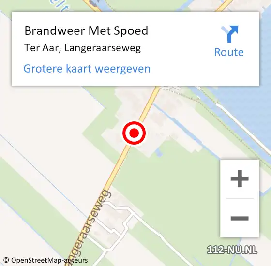 Locatie op kaart van de 112 melding: Brandweer Met Spoed Naar Ter Aar, Langeraarseweg op 26 mei 2015 16:00