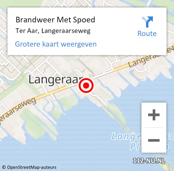 Locatie op kaart van de 112 melding: Brandweer Met Spoed Naar Ter Aar, Langeraarseweg op 26 mei 2015 16:09