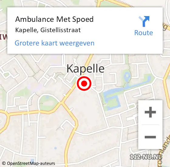 Locatie op kaart van de 112 melding: Ambulance Met Spoed Naar Kapelle, Gistellisstraat op 26 mei 2015 16:18