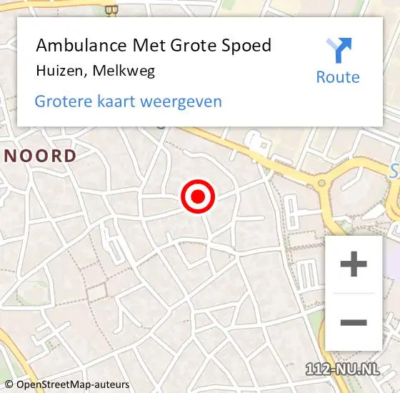 Locatie op kaart van de 112 melding: Ambulance Met Grote Spoed Naar Huizen, Melkweg op 26 mei 2015 16:19