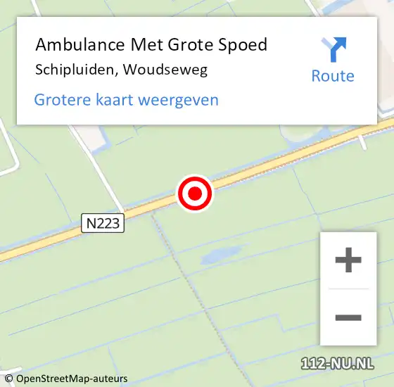 Locatie op kaart van de 112 melding: Ambulance Met Grote Spoed Naar Schipluiden, Woudseweg op 26 mei 2015 16:58