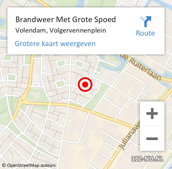 Locatie op kaart van de 112 melding: Brandweer Met Grote Spoed Naar Volendam, Volgervennenplein op 26 mei 2015 17:05