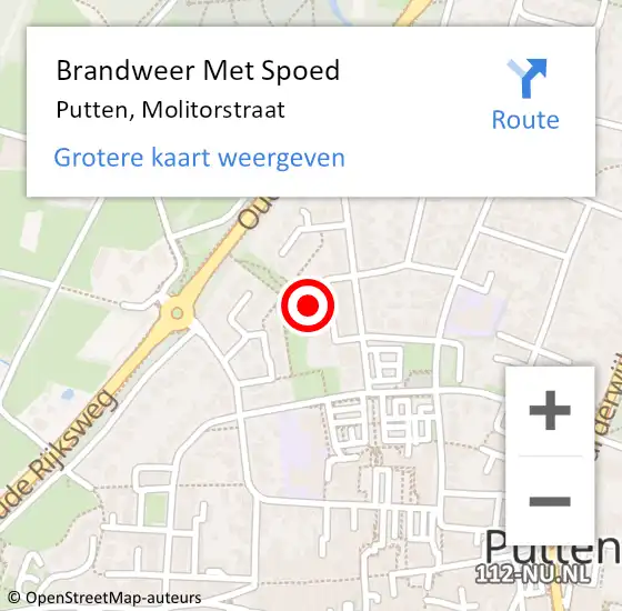 Locatie op kaart van de 112 melding: Brandweer Met Spoed Naar Putten, Molitorstraat op 8 november 2013 21:04