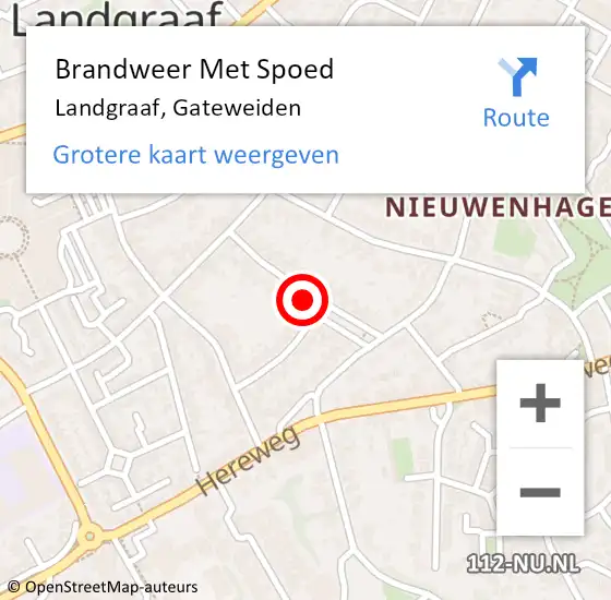 Locatie op kaart van de 112 melding: Brandweer Met Spoed Naar Landgraaf, Gateweiden op 26 mei 2015 18:03