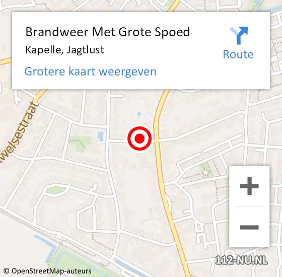 Locatie op kaart van de 112 melding: Brandweer Met Grote Spoed Naar Kapelle, Jagtlust op 8 november 2013 21:14