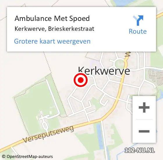 Locatie op kaart van de 112 melding: Ambulance Met Spoed Naar Kerkwerve, Brieskerkestraat op 26 mei 2015 18:57